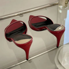 Aneikeh Sexy Thin Heels Slipper Pointed Toe Slides Stripper Party Sandal Mule Shoes Zapatillas Mujer