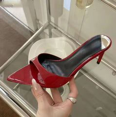 Aneikeh Sexy Thin Heels Slipper Pointed Toe Slides Stripper Party Sandal Mule Shoes Zapatillas Mujer