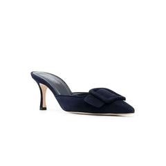 Arden Furtado Cow suede Mules Pointed toe Belt buckle Pull-on Stiletto heels Closed toe Slippers Large size