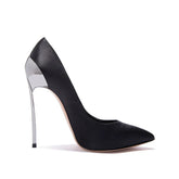 Arden Furtado Silk Pointed Metal Thin heels Shallow Super high heel Extra large size Single shoe