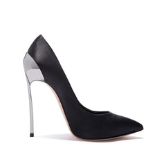 Arden Furtado Silk Pointed Metal Thin heels Shallow Super high heel Extra large size Single shoe