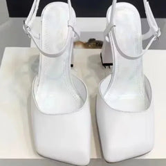 Arden Furtado Square-head Shallow Super high heel Crystal word-cingulate Closed toe Sandals Elegant Banquet shoes