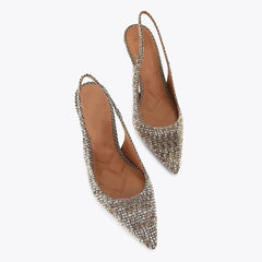 Arden Furtado houndstooth cloth Closed toe Sandals Pointed toe Sexy Stilettos heels Back Strap Modern Sandals