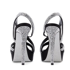 Arden Furtado platform Thin heel Crystal Banquet shoes Sexy Super high heel Sling back Open toe sandals Large size