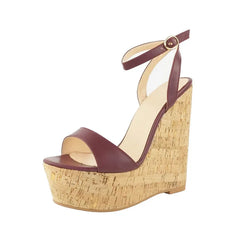 Arden Furtado Open toe Round toe Waterproof platform Super high heel Belt buckle Wedges word-cingulate Sandals