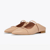 Arden Furtado Apricot One-word bMules Pointed toe Pull-on Flat Closed toe slippers Extra large size