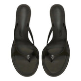 Arden Furtado Black Fine ribbon Pinch toe Slippers Round toe pull-on Super high heel flip-flop Mixed Colors Banquet shoes