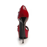 Arden Furtado Black Patent Leather Platform Belt buckle Banquet shoes round toe Super high heel One word buckle sandals