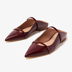 Arden Furtado Burgundy One-word bMules Pointed toe Shallow Pull-on Mixed Colors Flats slippers