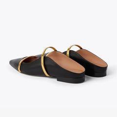 Arden Furtado Metal leather One-word bMules Pointed toe Shallow Pull-on Mixed Colors Flats slippers