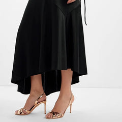Arden Furtado Metal leather bowknot Banquet Shoes Round Toe Back Strap Sexy Super high heel Open toe Sandals Large size