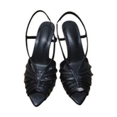 Arden Furtado Metal leather peep toe Banquet shoes Pointed toe Back Strap Sexy Super high heel Sandals Modern Sandals