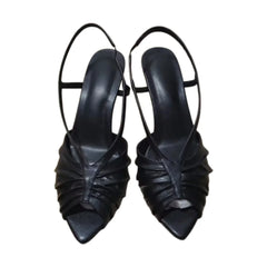 Arden Furtado Metal leather peep toe Banquet shoes Pointed toe Back Strap Sexy Super high heel Sandals Modern Sandals