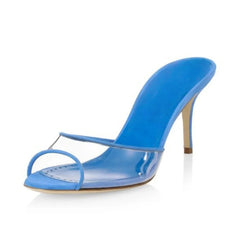 Arden Furtado Transparent PVC Peep toe slippers Round toe Mixed Colors Slip-on Super high heel Word slippers