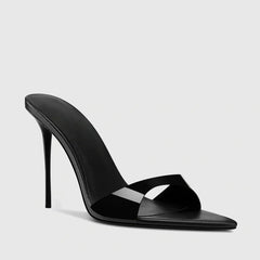 Arden Furtado Transparent PVC Thin heels Peep toe Mules pointed Slip-on Super high heel Word slippers white Wedding shoes