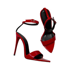 Arden Furtado White Wedding Shoes Pointed Toe Belt Buckle Super High Heel Ankle Strap Sandals Large Size Modern Sandals