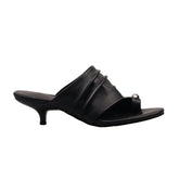 Arden Furtado sheepskin Kitten heel Pinch toe Word slippers Round toe Open toe Pull-on Stiletto heels Mules