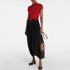 Arden Furtado cowhide Mixed Colors bowknot Closed toe sandals Square toe tassels Low heel One word buckle Sandals