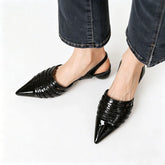 Arden Furtado cowhide Patent Leather Closed toe Sandals Pointed toe Hollow Strange Style Back Strap Modern Sandals