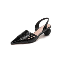 Arden Furtado cowhide Patent Leather Closed toe Sandals Pointed toe Hollow Strange Style Back Strap Modern Sandals