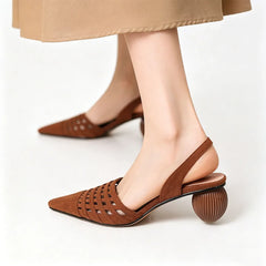 Arden Furtado cowhide Patent Leather Closed toe Sandals Pointed toe Hollow Strange Style Back Strap Modern Sandals