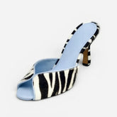 Arden Furtado zebra-stripe Peep toe Slippers Round toe pull-on Stilettos heels Sexy Word slippers horsehair Mules