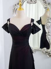Black and Red Sweetheart Spandex Off Shoulder Evening Dress