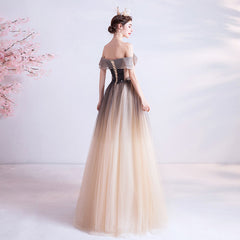 Beautiful Gradient Tulle with Lace Long Party Dresses