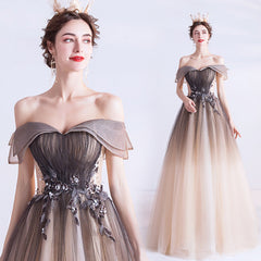 Beautiful Gradient Tulle with Lace Long Party Dresses