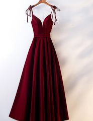 Beautiful Velvet Straps Long V-neckline Long Party Dress