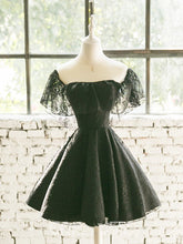 Black Off Shoulder Lace Sweetheart Lovely Short Homecoming Dress