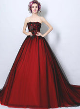 Black and Red Gorgeous Scoop Ball Gown Sweet 16 Dresses
