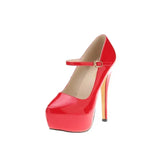 Cross-dresser Unisex Men's Buckle Strap Wedge Platform Pumps 14cm High Heels Chunky Block Stilettos Dress Party Wedding Shoes