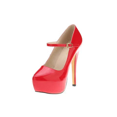 Cross-dresser Unisex Men's Buckle Strap Wedge Platform Pumps 14cm High Heels Chunky Block Stilettos Dress Party Wedding Shoes