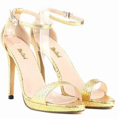 Cross-dresser Unisex Men's Gold Silver Buckle Platform Sandals 12cm High Heels Stilettos Pole Dance Dress Party Wedding Shoes