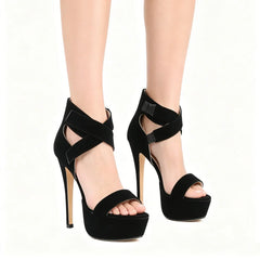 Cross-dresser Unisex Strap Buckle Wedge Platform Sandals 14cm High Heels Chunky Block Heels Dress Party Wedding Shoes
