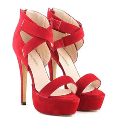 Cross-dresser Unisex Strap Buckle Wedge Platform Sandals 14cm High Heels Chunky Block Heels Dress Party Wedding Shoes