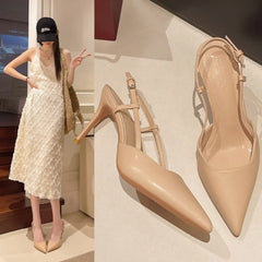 Elegant Thin High Heels Pumps Buckle Strap Pointed Toe Slingbacks Sandals Mule Shoes Wedding Party