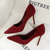 Simple Suede Shallow Mouth High Heels Shoes Casual Pointed Toe Slimming Stiletto professional Single Shoes