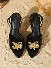 Fashionably Elegant Bow-Decorated Patent Leather Pumps - Comfortable Versatile High Heels