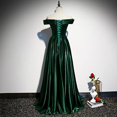 Vestido de fiesta verde de moda con hombros descubiertos y corte A