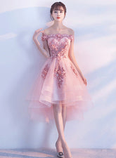 Stylish Pink Off the Shoulder Homecoming Dress