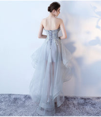 Fashionable Grey Tulle High Low Party Dress