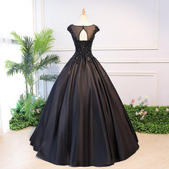 Vestido de fiesta largo de satén negro de alta calidad