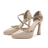 High-end nude color sexy platform heels