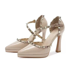 High-end nude color sexy platform heels
