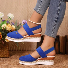 Hot Sale Shoes Closed Toe Sandals Round Toe Casual Sandals High Quality Solid Wedge Slippers