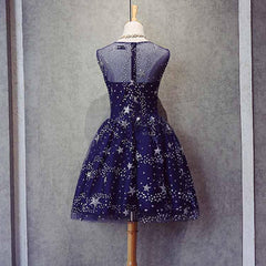 Blue Short Beautiful Homecoming Dress Tulle SleevelessProm Dress