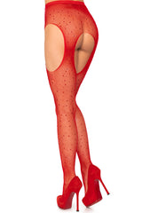 Rhinestone Suspender Pantyhose