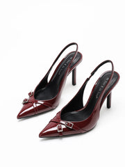 Ladies' Elegant Patent Leather Pointed-Toe Stilettos